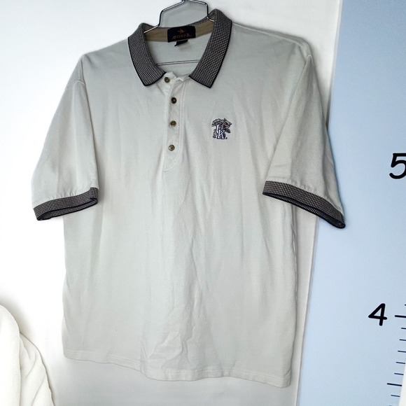 Antigua Other - Antigua White & Checkered Accents "UK" Embroidered Polo Shirt Men's‎ Large